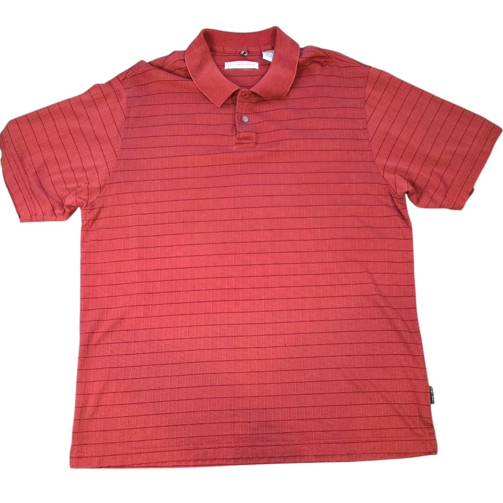 Geoffrey Beene Red Grid Polo Shirt Size: Large  #1036‎